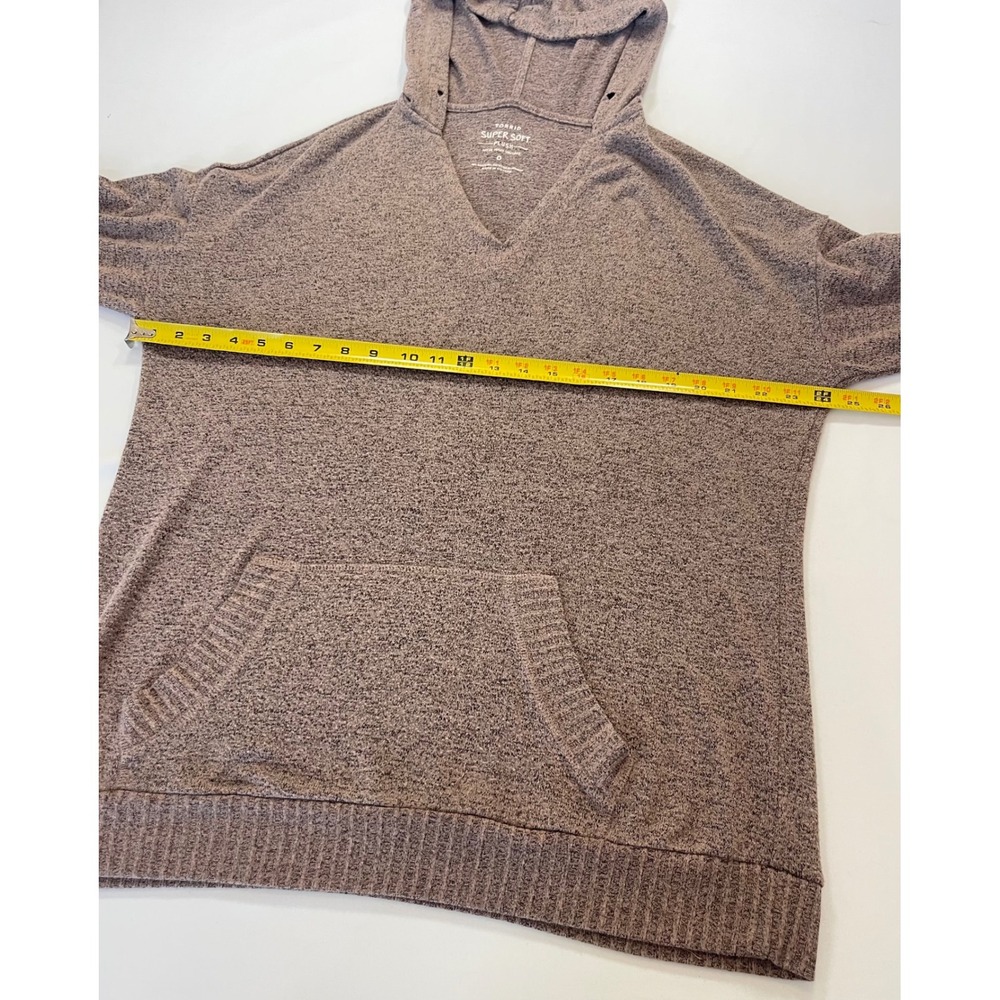 Torrid Super Soft Plush Hoodie Mauve Brown Heathered V-Neck Pullover Size 0 L XL - Picture 5 of 7